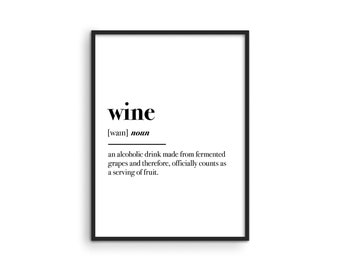 Wine Definition Print: Funny Bar Cart Wall Art
