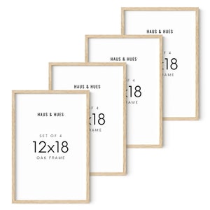 Haus and Hues 12 by 18 Picture Frame Set of 1 12 x 18 Poster Frame, 18x12 Light Wood Frame, 12x18 Frame, 12 x 18 Frame Natural Wood 12x18 Beige set of 4