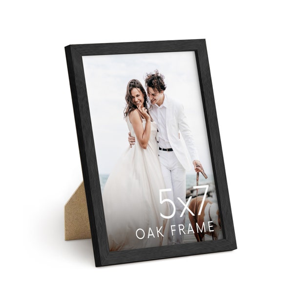 HAUS AND HUES Black 5x7 Picture Frame - Set of 1 5x7 Photo Frame, 5x7 Frames for Pictures, 5 by 7 Picture Frame Wood, 5 x 7 Frame Decor