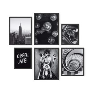 Haus and Hues Black and White Poster Set of 6 - Black and White Posters for Room Aesthetic, Trippy Posters, New York City Pictures
