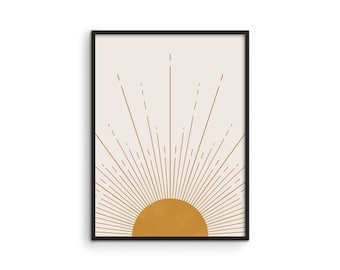 Minimalist Sun Wall Art: Mid Century Modern Boho Print