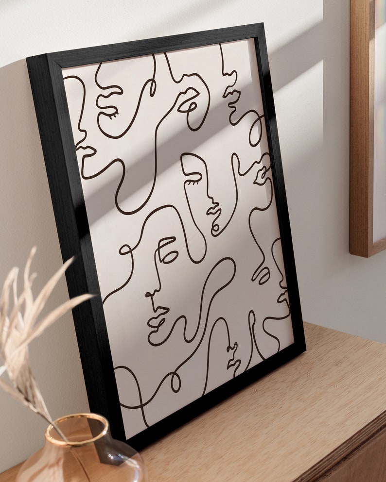 Abstract Woman Face Line Art Print - Minimalist Silhouette Wall Decor ...