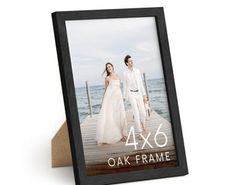 Haus and Hues 4 x 6 Picture Frame Wood - Set of 1 4x6 Frame Black, 4 by 6 Picture Frame, Black Photo Frame 4x6, Wall Frame 4x6