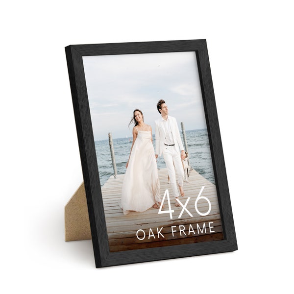 Haus and Hues 4 x 6 Picture Frame Wood - Set of 1 4x6 Frame Black, 4 by 6 Picture Frame, Black Photo Frame 4x6, Wall Frame 4x6