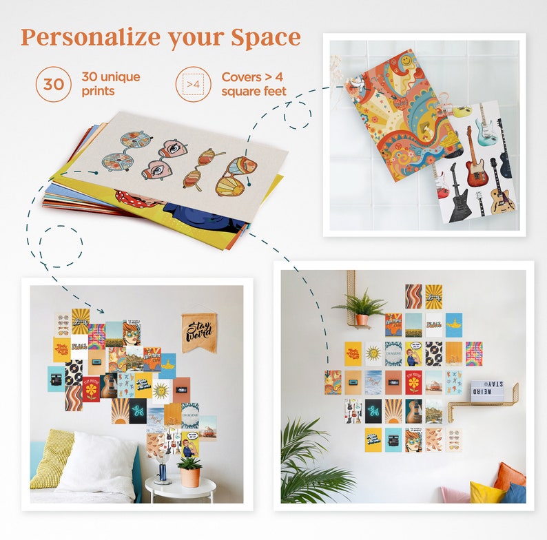 4"x6" Haus and Hues Aesthetic Wall Collage Kit for Teens - Hippie ...