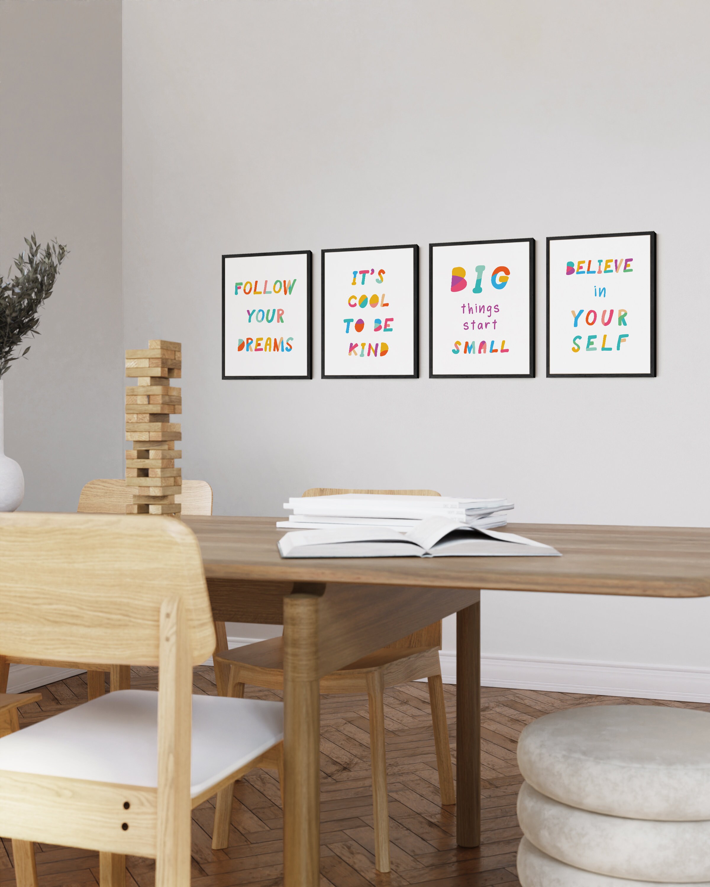 Motivational Kids Playroom Posters: Colorful Inspirational Wall Art Set ...