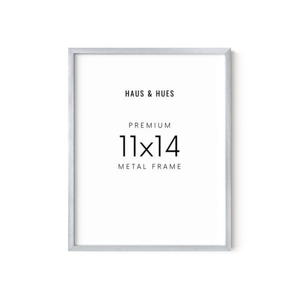 Haus and Hues 11 x 14 Silver Picture Frames - Set of 1 11 x 14 Metal Poster Frame, Metal Picture Frames (Silver Aluminum Frame)