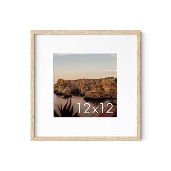 Beige Wood Picture Frame 12x12 with Mat: Natural Oak