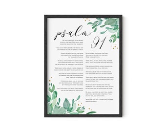 Psalm 91 Wall Art: Botanical Christian Scripture Print