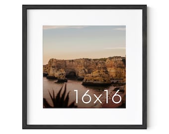 Haus and Hues 16x16 Black Picture Frame: Oak Wood with Mat