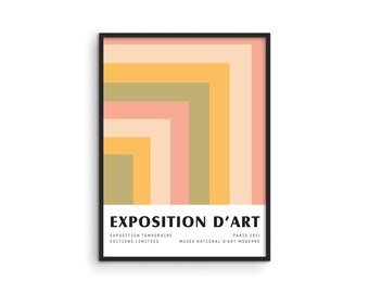 Impression d'art géométrique : décoration murale moderne Mid-Century pastel