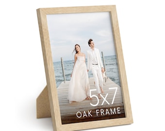 Natural Oak Wood Picture Frame: Modern 5x7 Photo Display