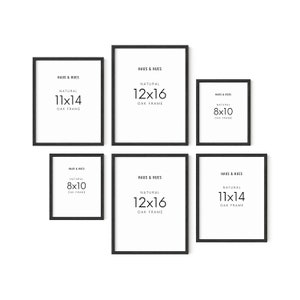 Black Gallery Wall Frame Set: Solid Wood Oak Frames (8x10, 11x14, 12x16)