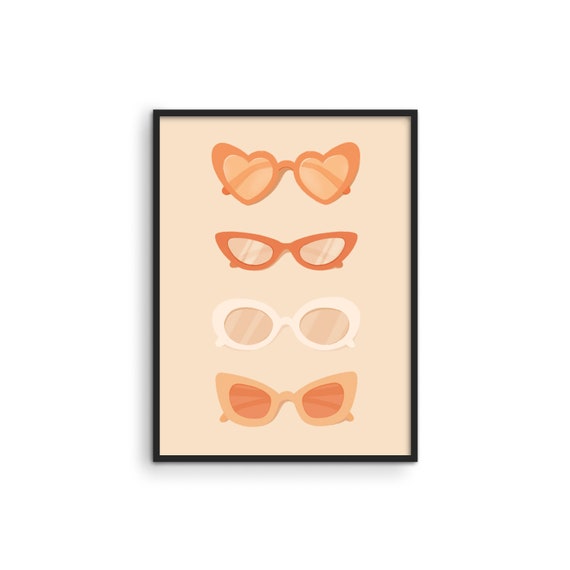 Peach Sunglasses Art Print: Boho Fashion Wall Decor