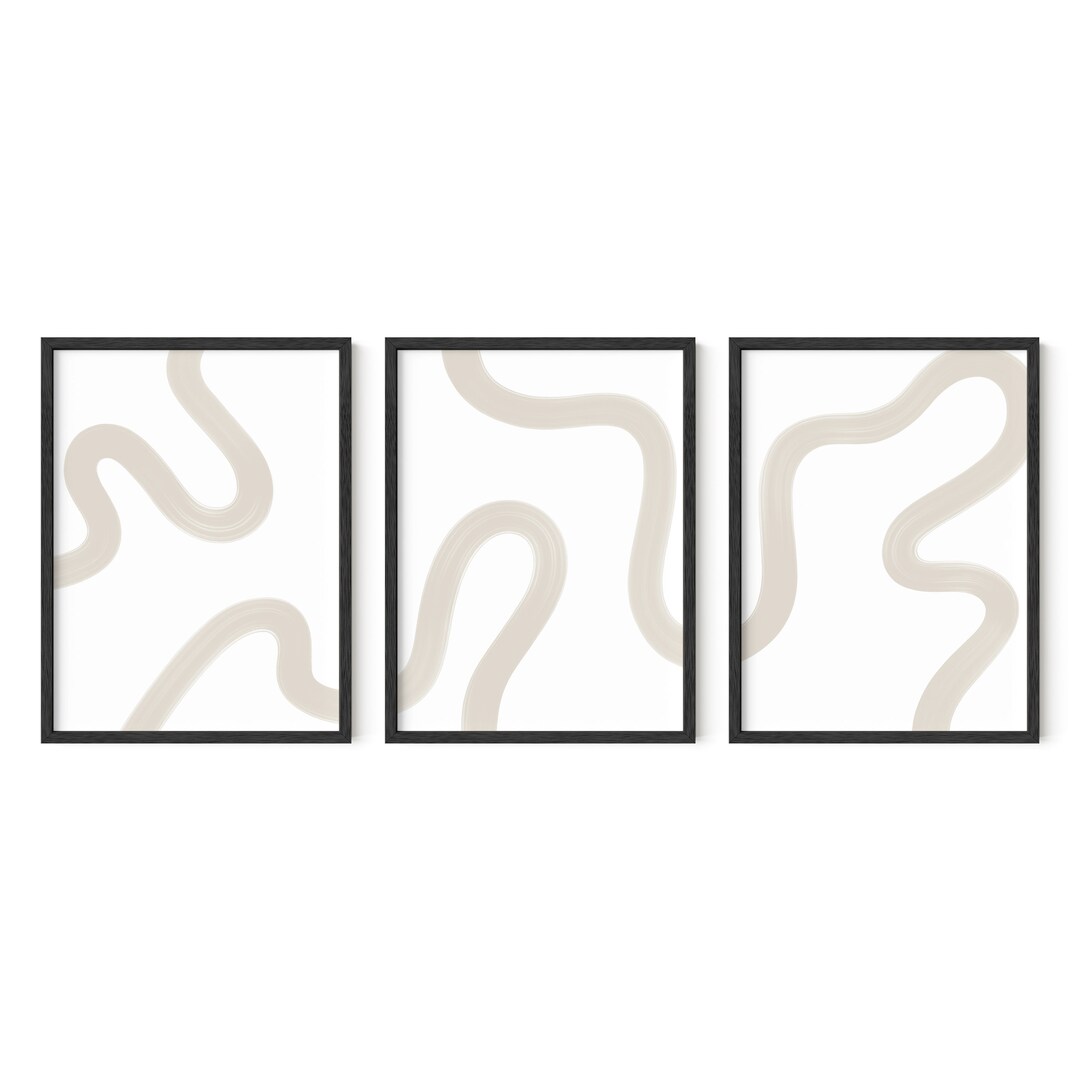 Haus and Hues Neutral Wall Art Set of 3 Beige Wall Art Geometric Wall Decor, Boho Wall Art