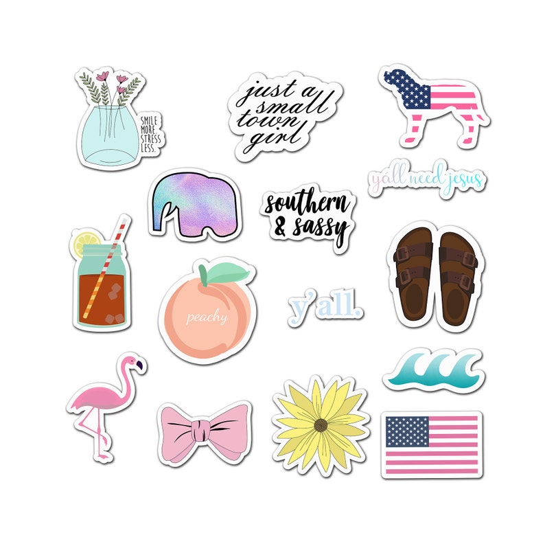 15 Pack Preppy and Trendy Hydro Flask Stickers for Water | Etsy