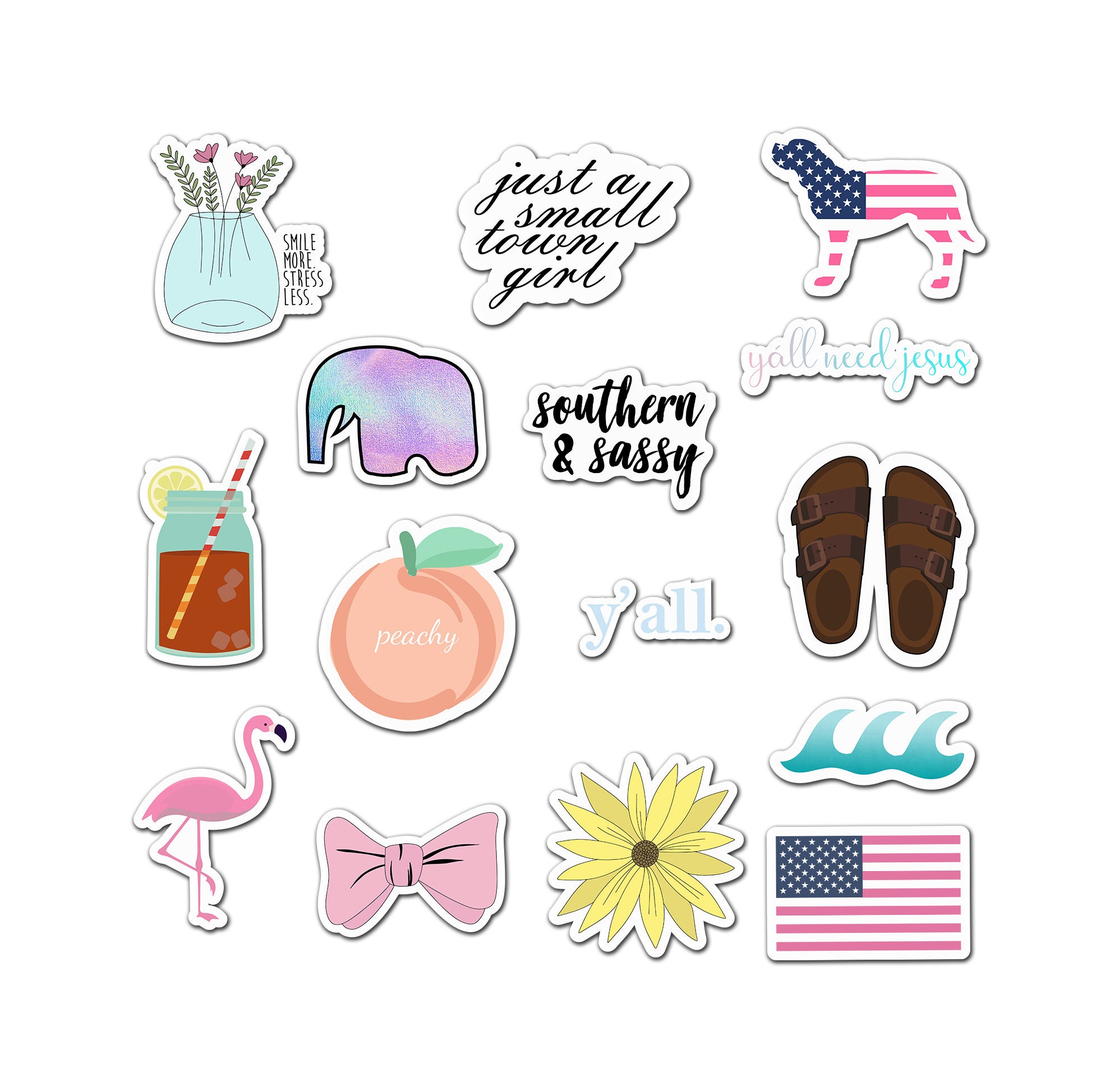 15 Pack Preppy and Trendy Hydro Flask Stickers for Water Etsy