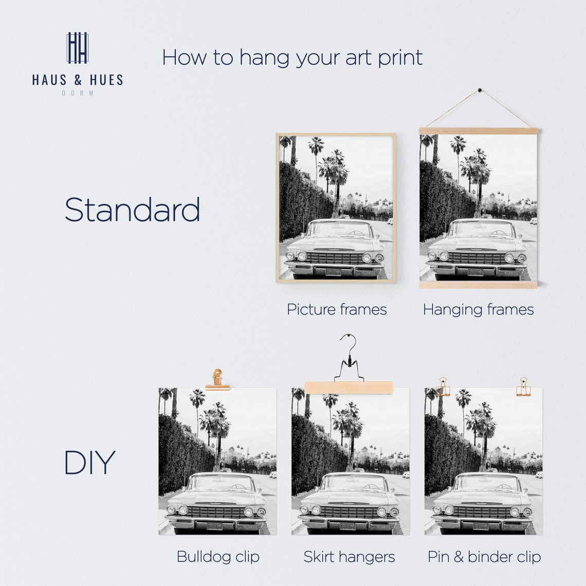 Black and White Vintage Car Poster By Haus and Hues Black Etsy