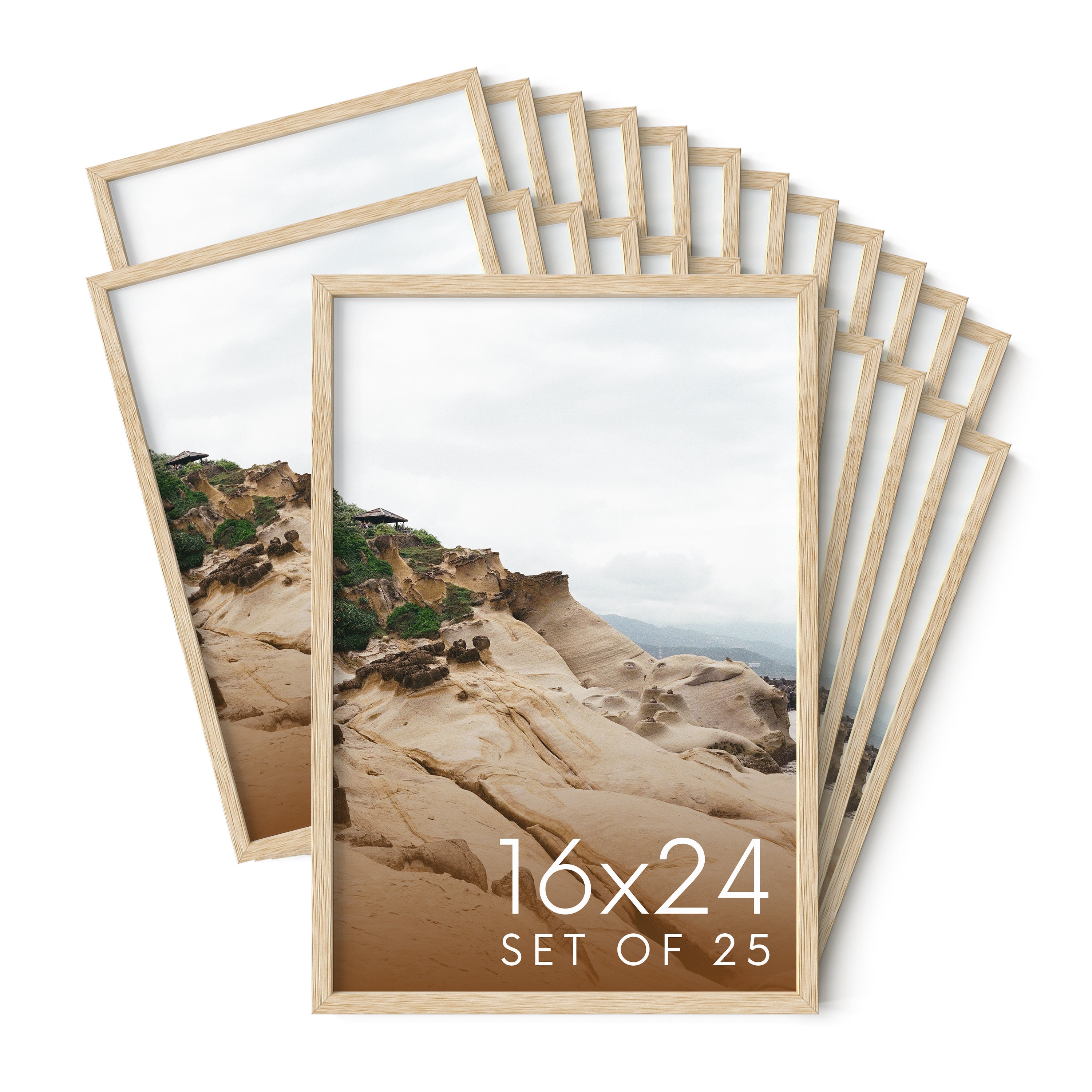 16x24 Beige Natural Oak Wood Frames Set of 1 for Posters, 16x24 Frame  Wood