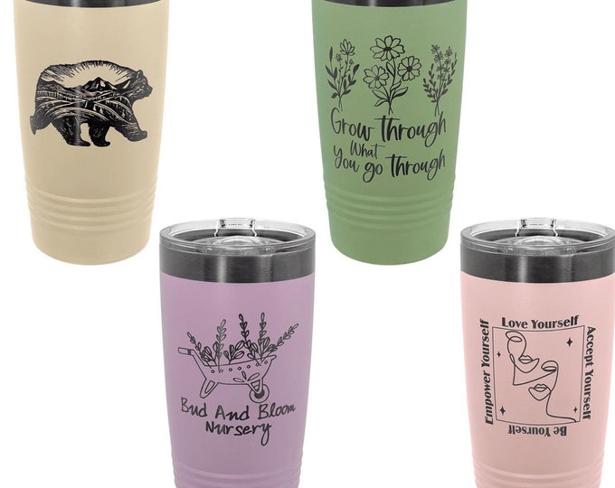 Bulk Pricing Pastel Ghost Black 20 oz. Mug, Laser Engraved, Purchase 10 or more, Your Choice of Image/Words, Polar Camel, Stainless Steel
