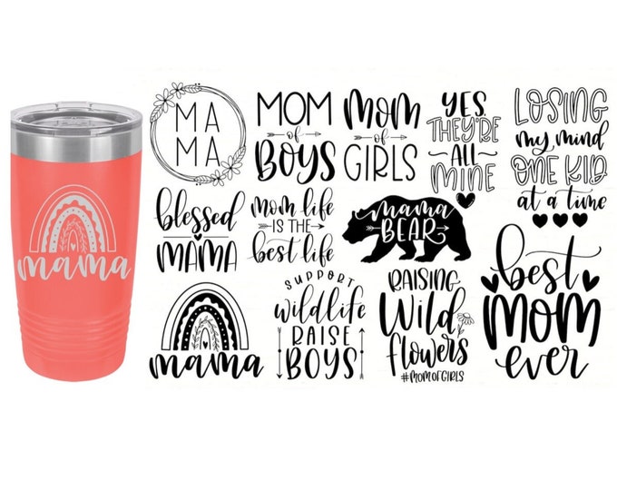 Mom Themed Laser Engraved Travel Mugs, Can be Personalized, 20 oz. Polar Camel, Insulated, Stainless Steel, Personalized Travel Mug