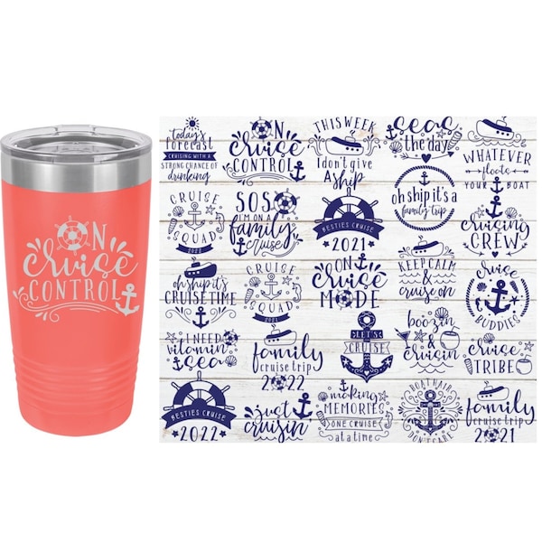 Cruise Themed Laser Engraved Travel Mugs, Can be Personalized, 20 oz. Polar Camel Insulated Stainless Steel, Cruise Travel Mug, Cruise Gifts