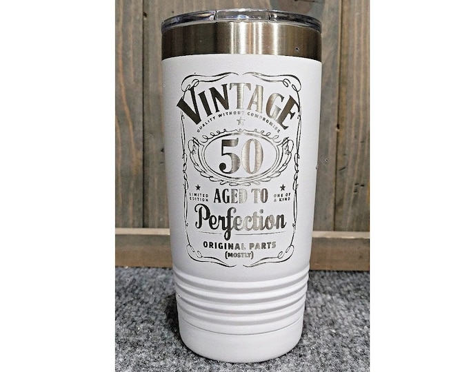 Aged to Perfection Laser Engraved Travel Mug, Can be Personalized, Your Choice of Number, 20 oz. Polar Camel, Insulated, Custom Birthday Mug