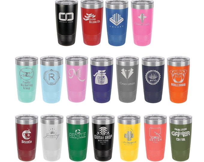 Laser Engraved Travel Mugs with Slider Lids Your Choice of Image/Words 20 oz. Polar Camel Insulated Stainless Steel Personalized Travel Mugs