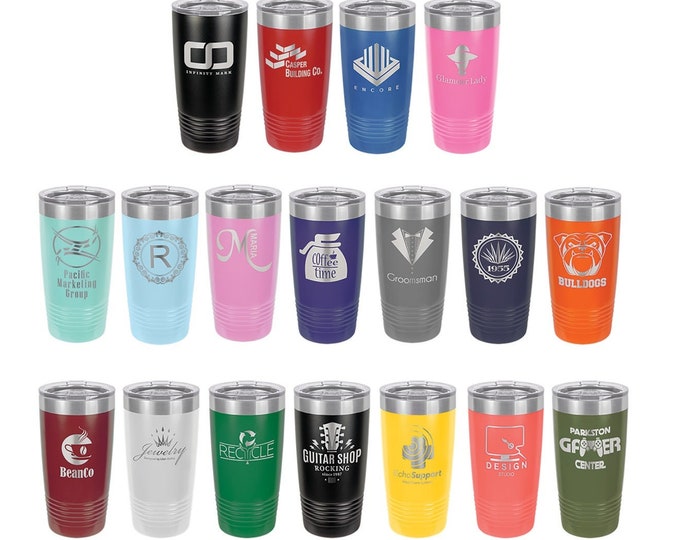 Custom Tumblers, Your Choice of Image/Words, 20 oz. Polar Camel Insulated Stainless Steel, Personalized Travel Mugs, Laser Engraved Tumblers