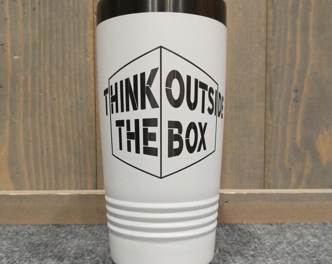 White with Black Laser Engraved Travel Mug, Your Choice of Image/Words, 20 oz. Polar Camel, Insulated, Stainless Steel, Lead Free
