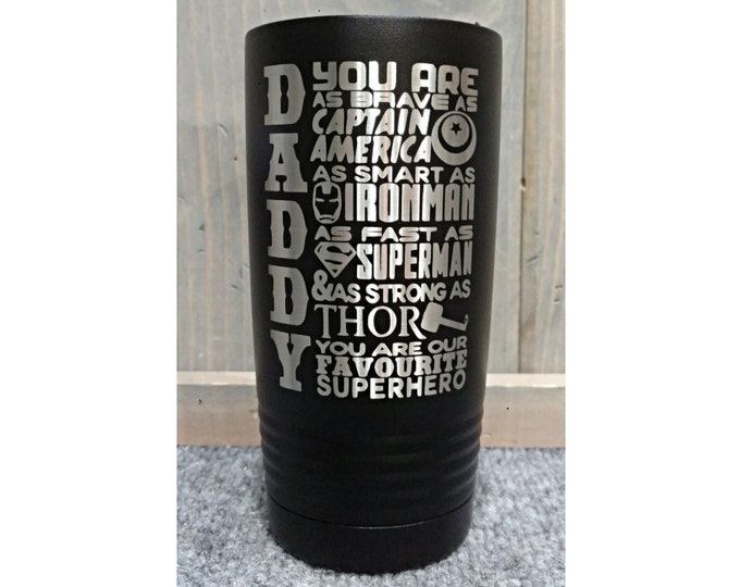 Daddy Superhero Laser Engraved Travel Mugs, Personalized, 20 oz. Polar Camel, Insulated, Stainless Steel, Father's Day Gifts, Dad Gifts