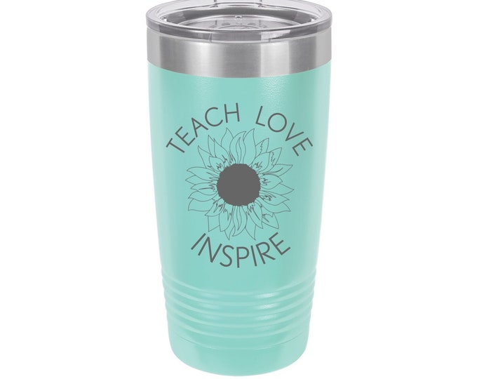 Teach Love Inspire Laser Engraved Travel Mug, Can be Personalized, 20 oz. Polar Camel, Insulated, Stainless Steel, Teacher Gifts, Instructor