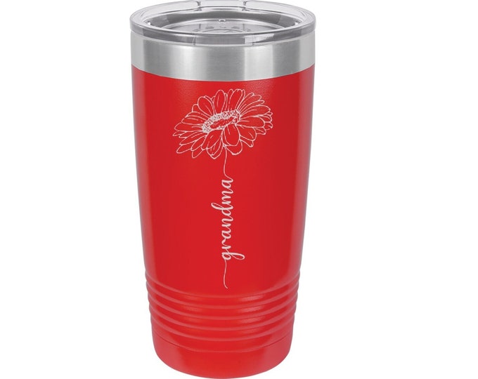 Grandma Sunflower Laser Engraved Travel Mugs, Can be Personalized, 20 oz. Polar Camel, Insulated, Stainless Steel, Grandma Gifts, Nana Mug