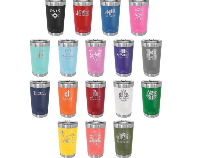 Personalized Pint Glass, Your Choice of Image/Words,Laser Engraved,16 oz. Slider Lid,Polar Camel Insulated Stainless Steel,Custom Pint Glass