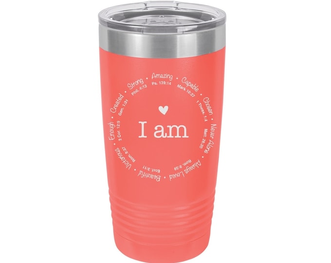 I Am Strong Amazing Capable Laser Engraved Travel Mugs, Can be Personalized, 20 oz. Polar Camel, Insulated, Stainless Steel, Inspirational