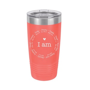 I Am Strong Amazing Capable Laser Engraved Travel Mugs, Can be Personalized, 20 oz. Polar Camel, Insulated, Stainless Steel, Inspirational