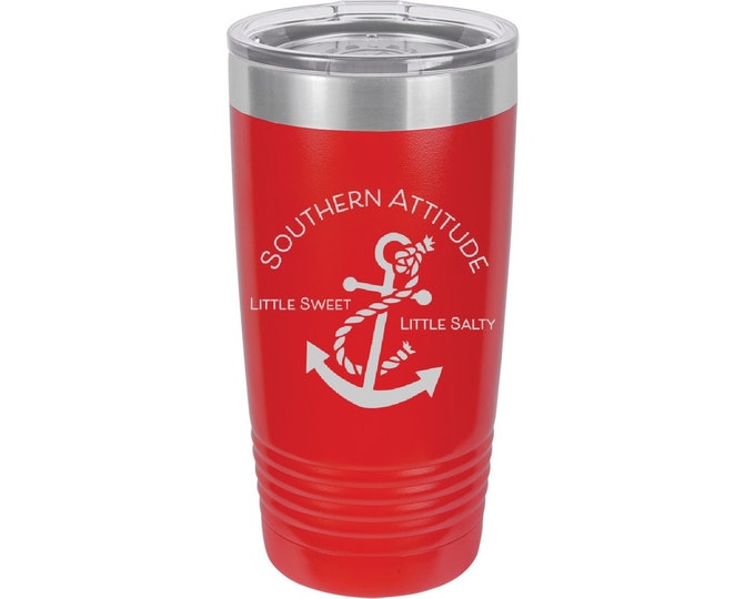 Southern Attitude Little Sweet Little Salty Laser Engraved Travel Mug, Can be Personalized, 20 oz. Polar Camel, Insulated, Stainless Steel