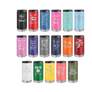 Personalized Slim Can Cooler, Your Choice of Image/Words, Polar Camel, Laser Engraved, Stainless Steel, Custom Can Cooler, Beer Can Cooler
