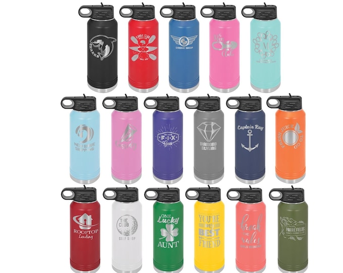 Personalized Water Bottles, Your Choice of Image/Words, 32 oz. Polar Camel Insulated Stainless Steel, Custom Water Bottles, Sport Bottles