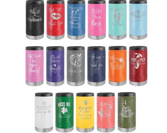 Laser Engraved Slim Can Cooler, Your Choice of Image/Words, Polar Camel, Personalized, Stainless Steel, Custom Can Cooler,  Groomsmen Gifts