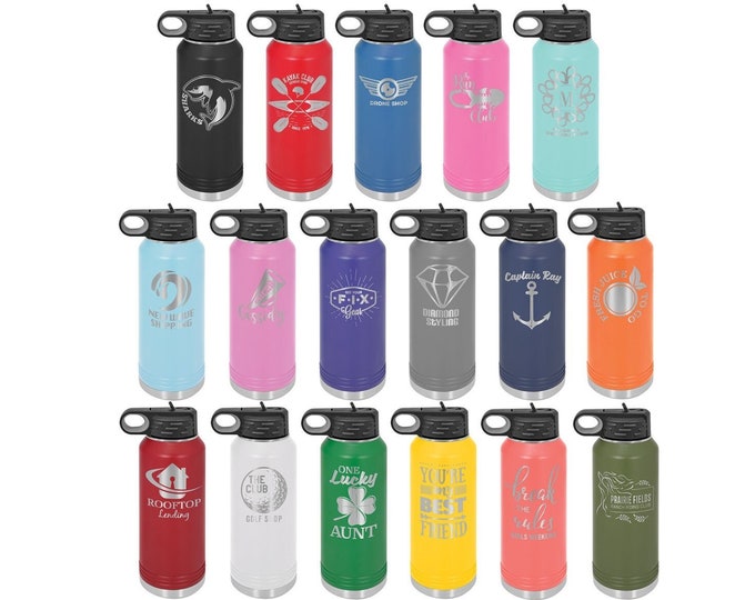 Personalized School Water Bottles, Your Choice of Image/Words, 32 oz. Polar Camel Insulated SS, Engraved Water Bottles, Custom Water Bottles