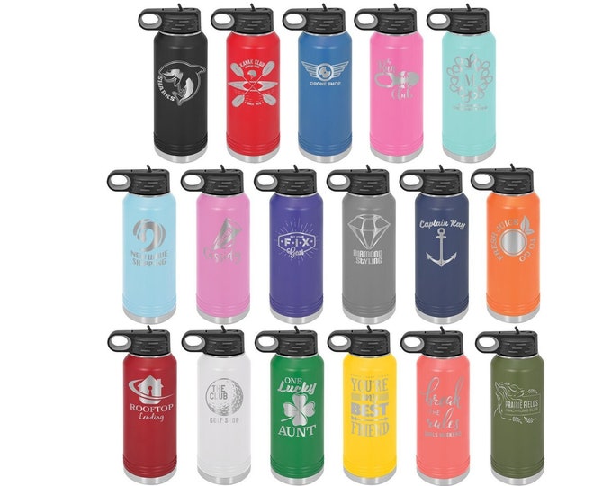 Laser Engraved Water Bottles, Your Choice of Image/Words, 32 oz. Polar Camel Insulated SS, Personalized Water Bottles, Custom Water Bottles