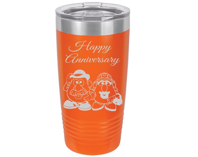 Mr. & Mrs. Potato Head Anniversary Laser Engraved Travel Mugs, Can be Personalized, 20 oz. Polar Camel, Insulated, Stainless Steel