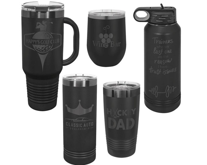 Ghost Black Laser Engraved Drinkware, Your Choice of Image/Words, Custom, Polar Camel Insulated, Stainless Steel, Lead Free, Dishwasher Safe