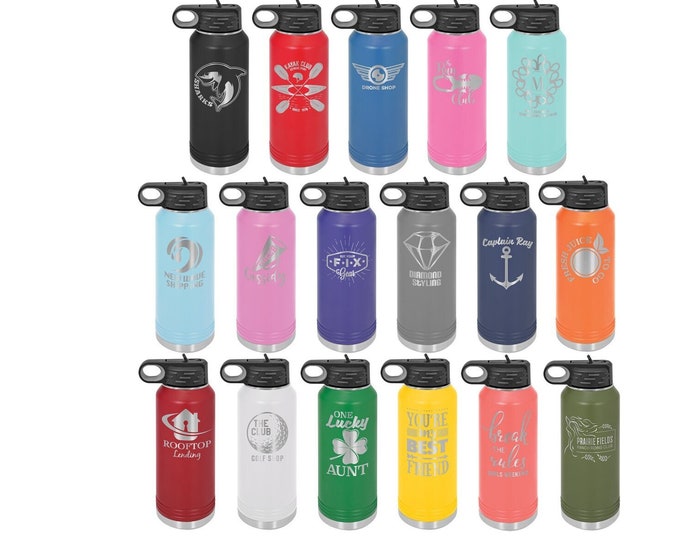 Personalized Water Bottles, Your Choice of Image/Words, 20 oz. Polar Camel Insulated Stainless Steel, Custom Water Bottles, Sport Bottles