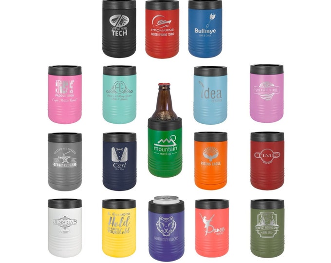 Personalized Can Cooler, Your Choice of Image/Words, Laser Engraved, Polar Camel, Stainless Steel, Custom Can Cooler, Groomsmen Gifts