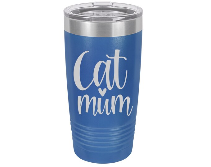 Cat Mum Laser Engraved Travel Mug, Can be Personalized, 20 oz. Polar Camel, Insulated, Stainless Steel, Cat Lover Gifts, Cat Mug