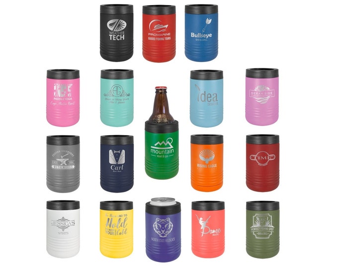 Laser Engraved Can Cooler, Your Choice of Image/Words, Polar Camel, Personalized, Stainless Steel, Custom Can Cooler,  Groomsmen Gifts