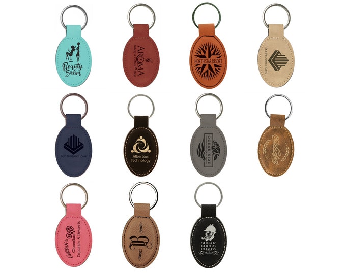 Personalized Leatherette Oval Keychain,Your Choice of Image/Words,Laser Engraved Keychain, Custom Keychain, Groomsmen Gifts, Corporate Gifts