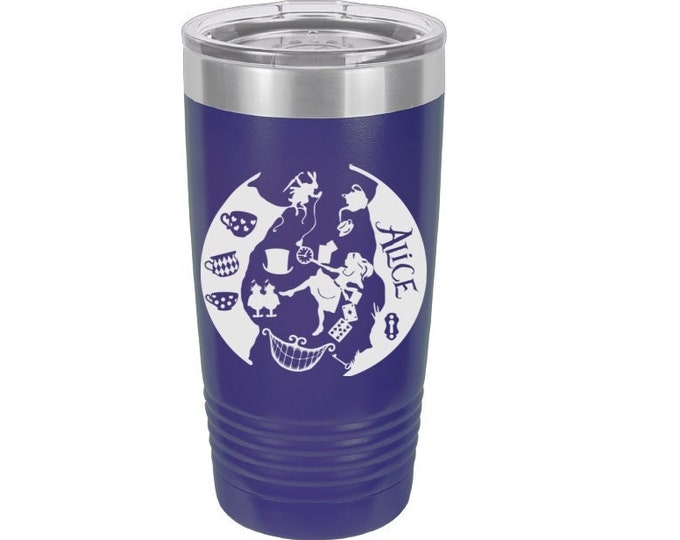 Alice in the Tunnel Laser Engraved Travel Mugs, Can be Personalized, 20 oz. Polar Camel, Insulated, Stainless Steel, Alice in Wonderland